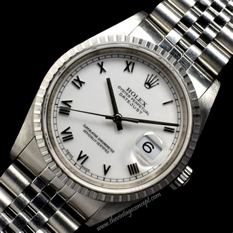 Rolex Datejust 16220 White Roman Index Dial 